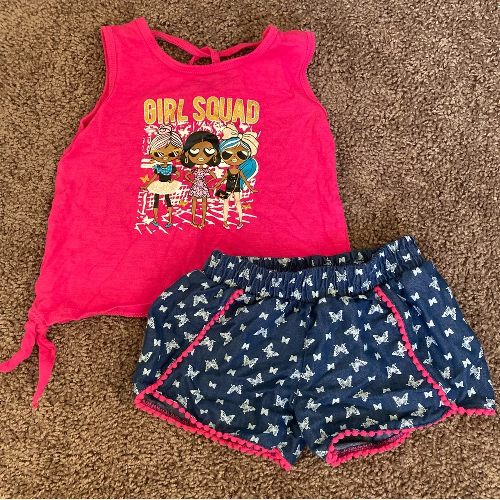 REAL LOVE Girls Squad Shorts Set Size 4T Pink Blue